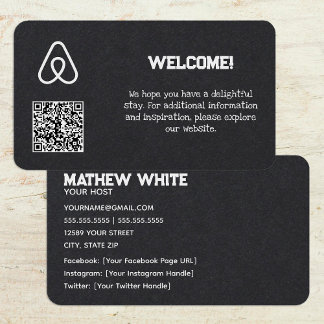 House Rental Airbnb Anpassningsbar QR Premium Visitkort