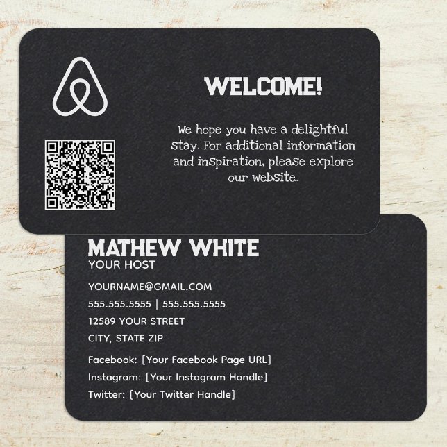 House Rental Airbnb Anpassningsbar QR Premium Visitkort (Airbnb Custom QR Premium Business Cards)