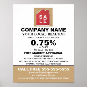 House Sale Logotyp, Realtor, Gods Agent Poster