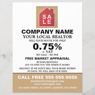 House Sale Logotyp, Realtor, Gods Agent Reklamblad