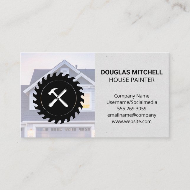 House | Saw Chisel och Hammer Visitkort (Framsida)