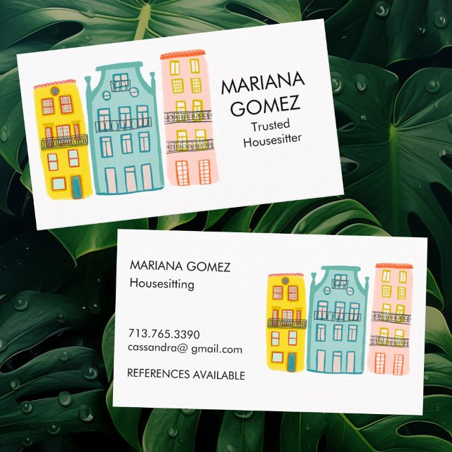 House Sitta Pet Sitta Housewatch Cute Unique Visitkort (Customize this house sitter business cards with your details. Cute unique illustration. )