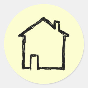 House Sketch. Black and Cream. Runt Klistermärke