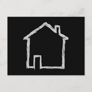 House Sketch. Grått och svart. Vykort