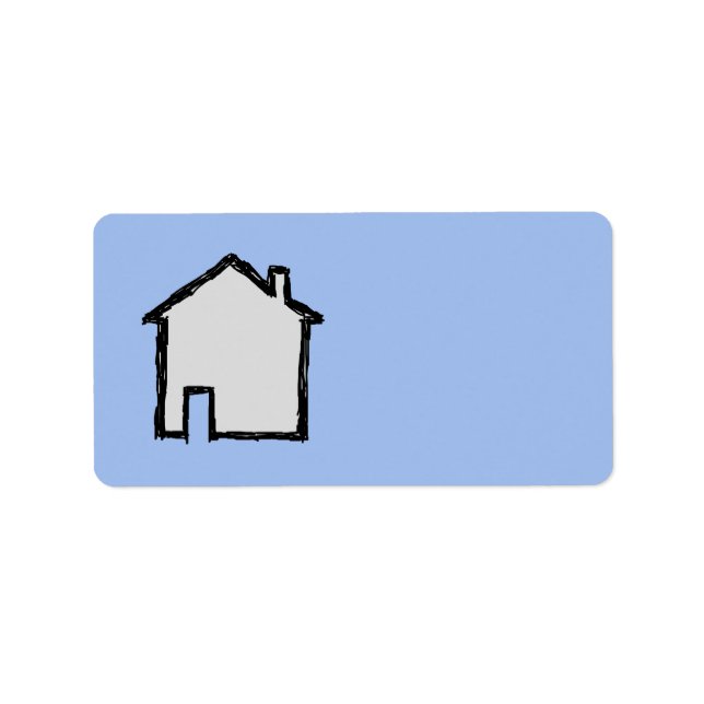 House Sketch. Svart och blå. Adressetikett (Framsidan)