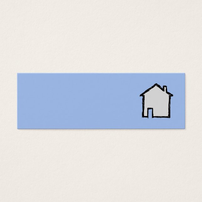 House Sketch. Svart och blå. Litet Visitkort (Framsidan)