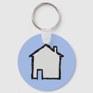 House Sketch. Svart och blå. Nyckelring