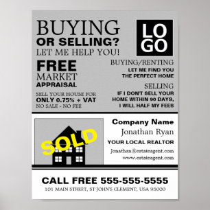 House Sold, Realtor, Gods Agent Revertising Poster