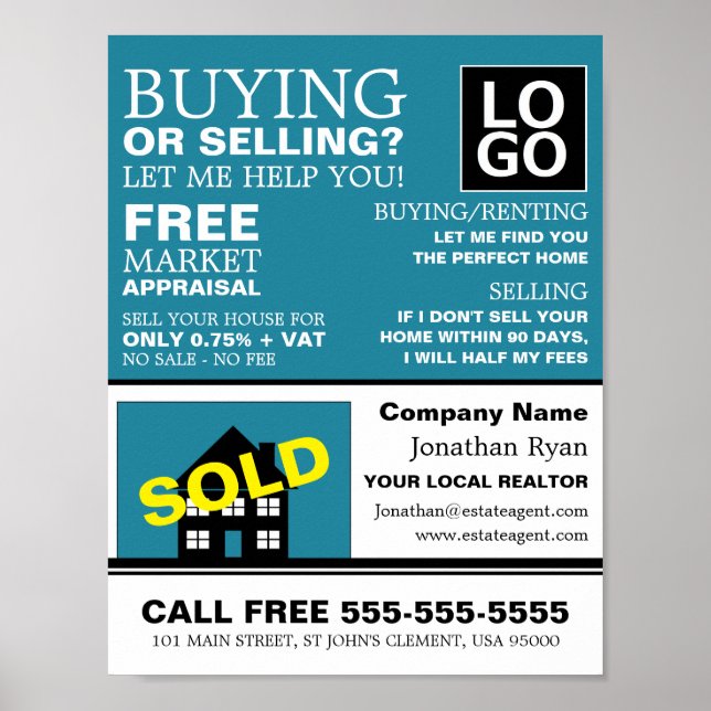 House Sold, Realtor, Gods Agent Revertising Poster (Framsidan)