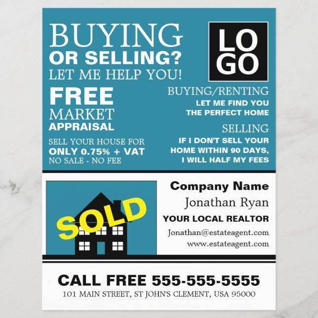 House Sold, Realtor, Gods Agent Revertising Reklamblad (Framsidan)