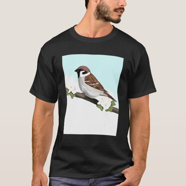 House Sparrow Bird Birder Bird Fågelskådare Biolog T Shirt (Framsida)