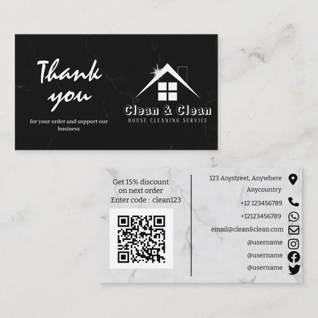 House Städning Black and White Marble Tack (Fram/baksida)