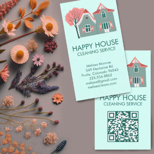 House Städning Home Services Charming QR-kod Visitkort