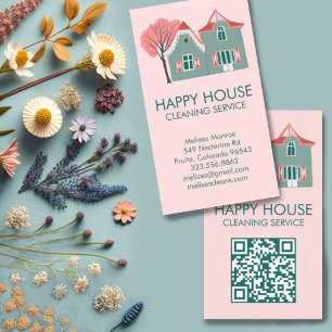 House Städning Home Services Charming QR-kod Visitkort