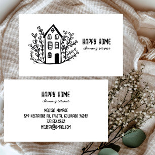 House Städning Home Services Hand plockade Doodle Visitkort