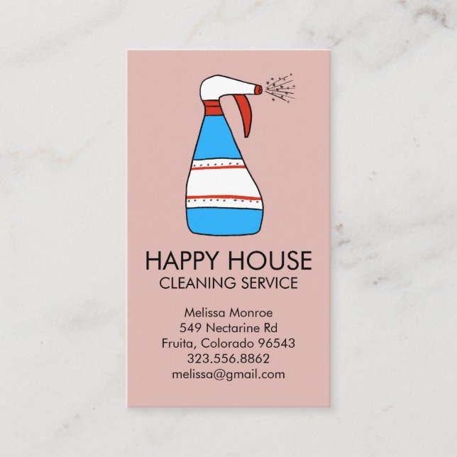 House Städning Home Services Supplies Spray Flaska Visitkort (Framsida)