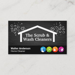 House Städning ikoner Soap Bubbles Maid Visitkort