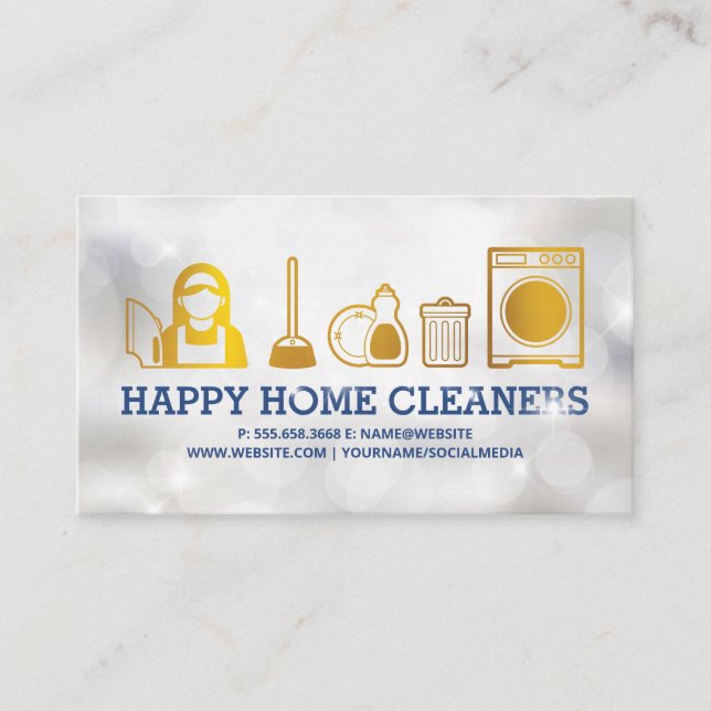 House Städning ikoner | Sparkler Visitkort (Framsida)