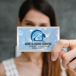 House Städning Logotyp Soap Bubbles Visitkort