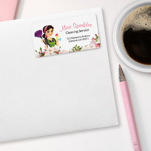 House Städning Maid Service Blommigt Business Adressetikett