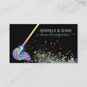 House Städning Maid Service Glitter Holography Visitkort