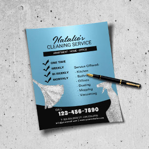 House Städning Maid Service Modern Light Blue Flygblad