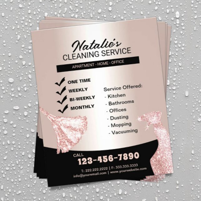 House Städning Maid Service Modern Ro Guld Flygblad (Skapare uppladdad)