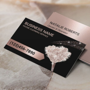 House Städning Maid Service Ro Guld Glitter Visitkort