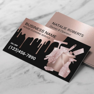 House Städning Maid Service Ro Guld Glitter Visitkort