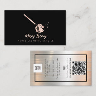 House Städning Maid Service Ro Guld Mop Logotyp Visitkort