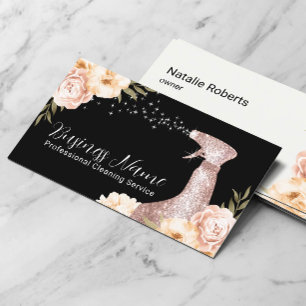 House Städning Modern Blommigt Maid Service Visitkort