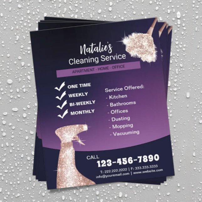 House Städning Modern Lila Maid Service Flygblad (Skapare uppladdad)