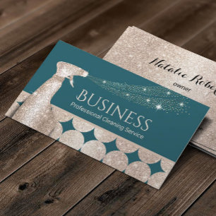 House Städning Modern Teal & Guld Maid Service Visitkort