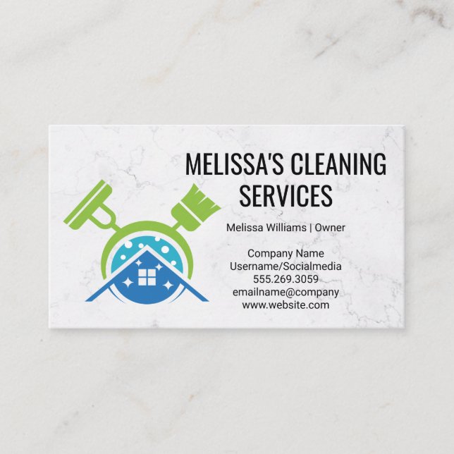 House Städning | Mop Broom-Logotyp Visitkort (Framsida)