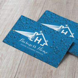 House Städning Press Tvättande monogram Blue Visitkort