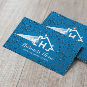 House Städning Press Tvättande monogram Blue Visitkort