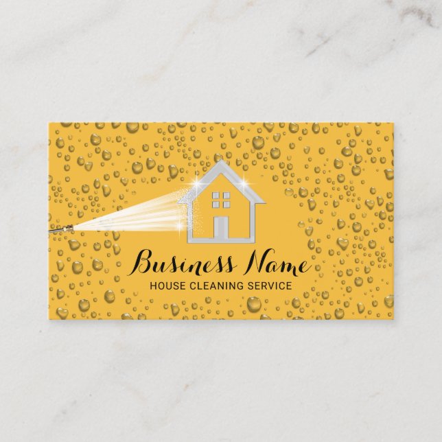 House Städning Presse Tvättande Guld Städning Visitkort (Framsida)