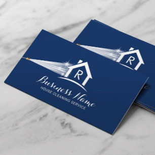 House Städning Presse Tvättande Monogram Navy Blue Visitkort