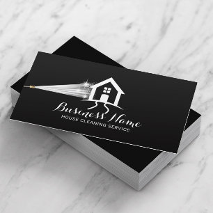 House Städning Pressing Tvättar House Logotyp Blac Visitkort
