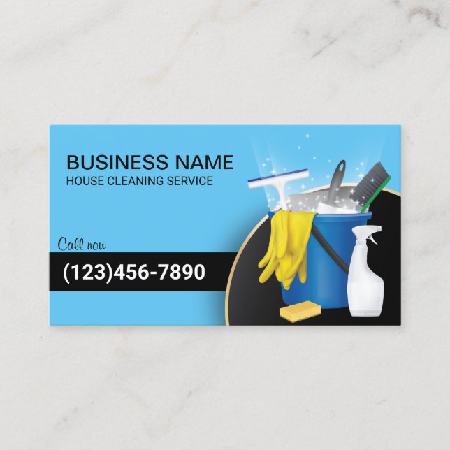 House Städning Professionell Maid Service Blue Visitkort (Framsida)