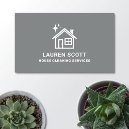 House Städning Renare enkelt minimalistiskt Grått Visitkort