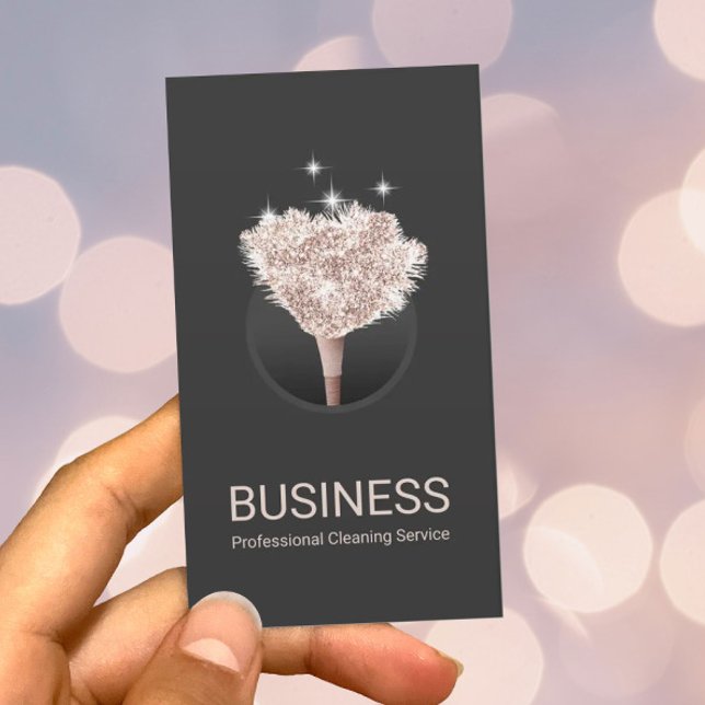 House Städning Ro Guld Feather Duster Mörk Grått Visitkort (Skapare uppladdad)