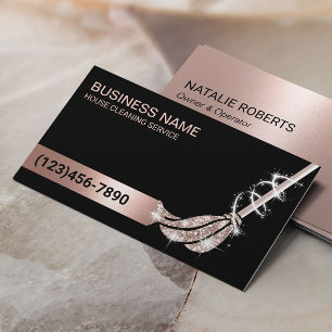 House Städning Ro Guld Glitter Mop Maid Service Visitkort