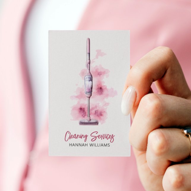 House Städning  Rosa Vacuum Cleaner QR-kod Visitkort (Skapare uppladdad)