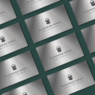 House Städning Service Bucket Logotyp Metall Visitkort