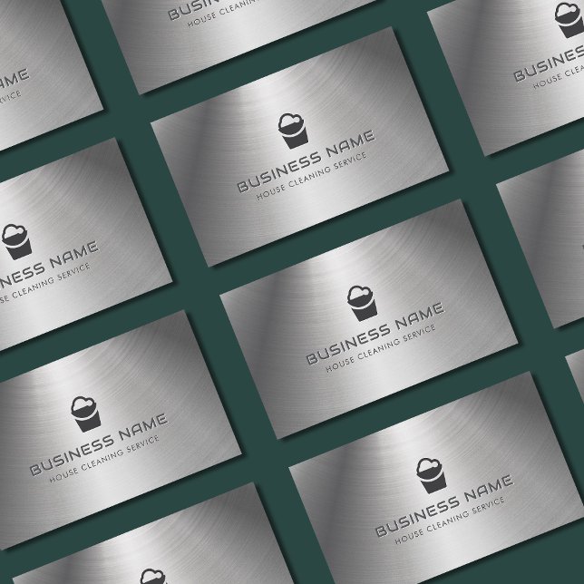 House Städning Service Bucket Logotyp Metall Visitkort (Skapare uppladdad)
