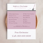 House Städning Service Flyer<br><div class="desc">En Flyer i rosa- och grått-toner med en illustration av en bom och dess stjärnor. Det är fullt anpassade och kan vara lämpligt för verksamhet som städning i hus,  humanitära insatser,  hjälp osv.</div>