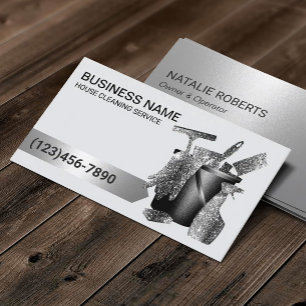 House Städning Service Modern Black Glitter Visitkort