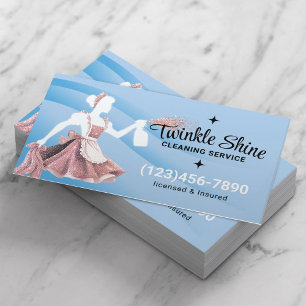 House Städning Service Modern Blue Kurvor Maid Visitkort