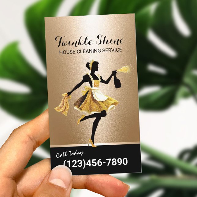 House Städning Service Modern Guld Maid Visitkort (Skapare uppladdad)